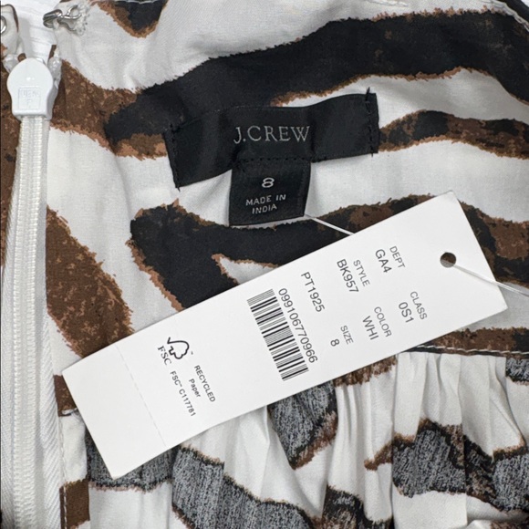 NWT J. Crew Zebra Print Poplin Scoopneck Mini Shift Dress Boho Animal Print 8 - Picture 7 of 8
